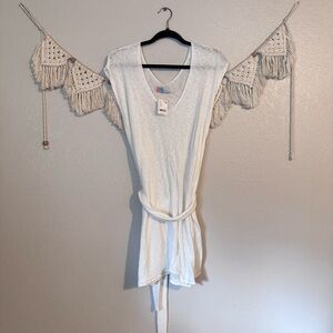Free People Beach Cotton Linen Blend‎ Knit Sleeveless Tunic Dress